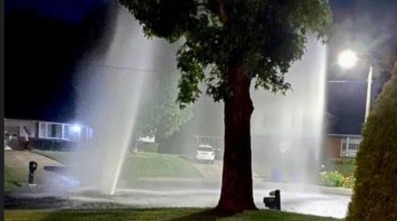Hamilton public works officials say that the recent water main breaks on Tari Court have deemed the project a top priority. Pictured is a recent water main break on Tari Court. MELISSA SPECHT/CONTRIBUTED