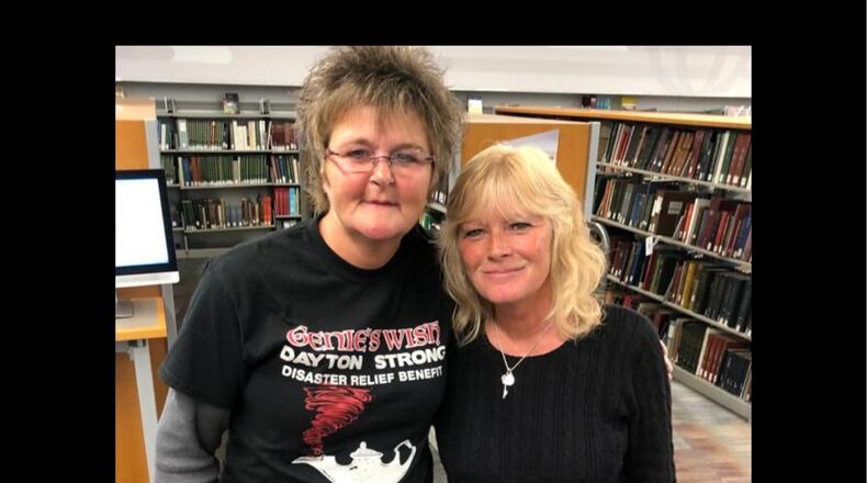 Dayton area resident shared stories of survival as part of the Dayton Strong Storytelling Sessions recorded at the Dayton Metro Library. Debbie Downey and Angela LeBlanc of Genie's Wish are pictured. They discussed why they helped others are started a non-profit following the Memorial Day Tornadoes.