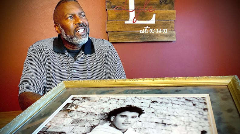 Mark Lyle, talks about his son Brooks, who will celebrate his 20th brithday on Sept. 11, at Air Force boot camp. MARSHALL GORBY\STAFF