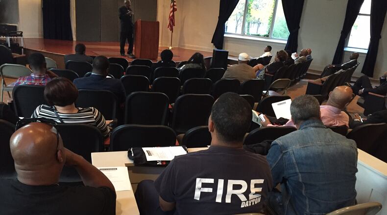 The Dayton Men of Color organization gathered Tuesday evening, Nov. 1, 2016, to prepare for a day of mentoring young men at Dayton public schools on Wednesday, Nov. 2. (Todd Jackson/Staff)