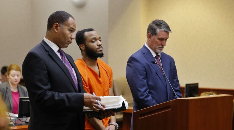 Robbi Robinson who is charged with aggravated murder with a death specification, aggravated arson, and felonious assault for allegedly setting a woman on fire in Fairfield Twp. was arraigned Thursday in Butler County Common Pleas Court. NICK GRAHAM/STAFF