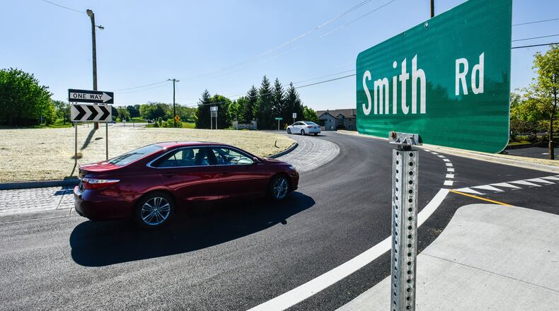 Butler County’s newest roundabout at the intersection of Smith and Beckett roads in West Chester Twp. is now open. The county’s 15th roundabout cost $996,090 and was funded with a federal grant and West Chester Twp. tax increment financing (TIF) money. NICK GRAHAM/STAFF
