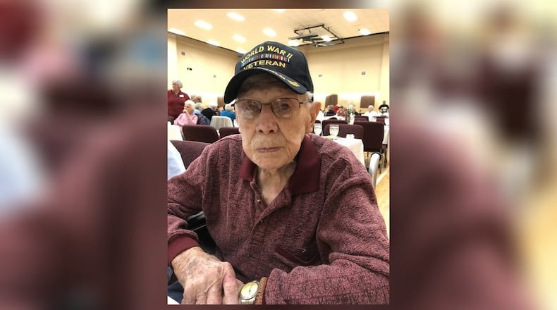Denzil Howard, 95, a World War II veteran from Middletown, was honored Friday at a Veterans Appreciation Luncheon at Crosspointe Church of Christ. RICK McCRABB/STAFF
