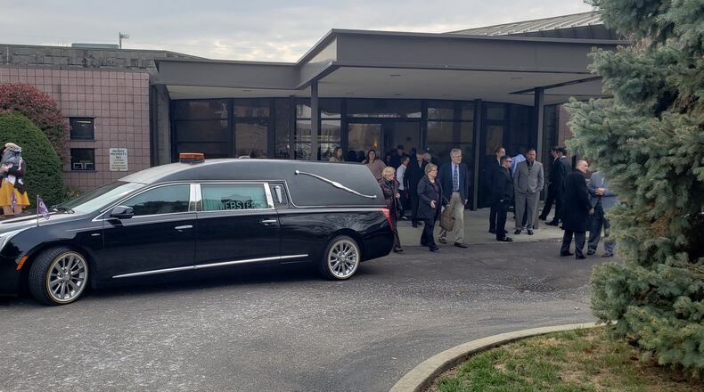 Throngs of families and educators turned out to the funeral of Tom Alf at Sacred Heart of Jesus Church in Fairfield Monday, Nov. 18, 2019. Alf, who died Nov. 13 at 70 years old, was in his 50th year in education. He had just won re-election to the school board of Hamilton school district. ERIC SCHWARTZBERG/STAFF