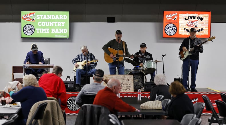 Standard Country Time Band performs at Pohlman Lanes Wednesday, Jan. 12, 2022 in Hamilton. Pohlman Lanes has turned some of their bowling lanes into multi-use space with a stage, tables and room for dancing and other activities. NICK GRAHAM / STAFF