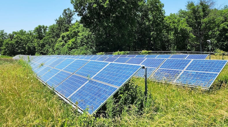 A 49.9-megawatt solar development owned by Duke Energy will be constructed on approximately 260 acres of mixed industrial land in Trenton and Butler County. Shown here is a portion of a solar farm in a different location. FILE PHOTO
