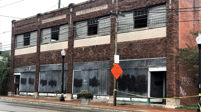 The Gem City Ice Cream Co. building, the site of the Wright brothers' first bike shop, at 1005 W. Third St. The city of Dayton wants to demolish the property, which officials say is a nuisance. CORNELIUS FROLIK / STAFF