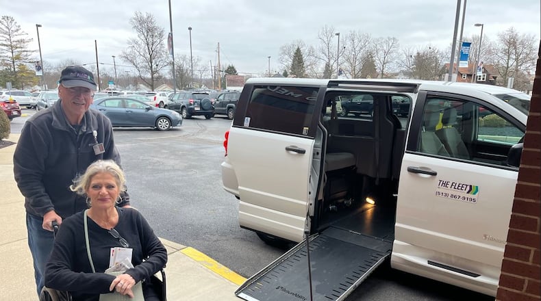 Pictured is Michelle, a Kettering Health Hamilton patient using Community First Solutions' transportation service for wound and cancer care patients. Michelle said about the program, “I am always on time and couldn’t have made it without them since I can’t drive right now.” PROVIDED PHOTO