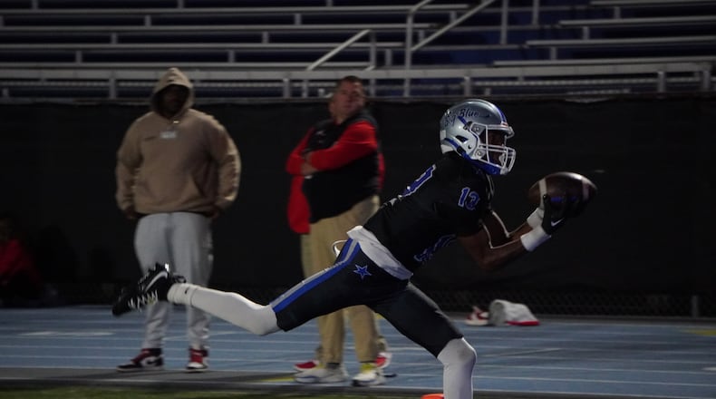 The Hamilton High School football team beat Fairfield 14-7 on Friday night at Virgil Schwarm Stadium. CHRIS VOGT / CONTRIBUTED