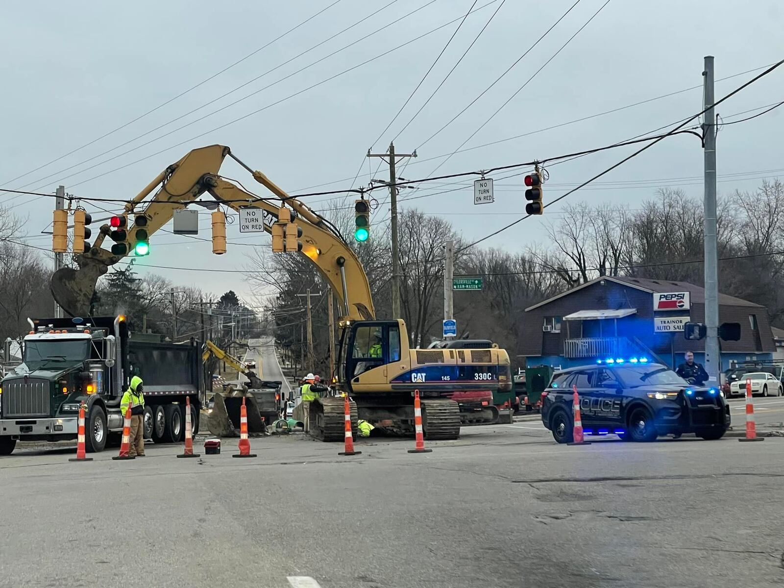 Work is seen being done Feb. 23, 2022 at Five Points in Hamilton/Fairfield Twp., where a roundabout is being built. CONTRIBUTED/FAIRFIELD TWP. FACEBOOK PAGE