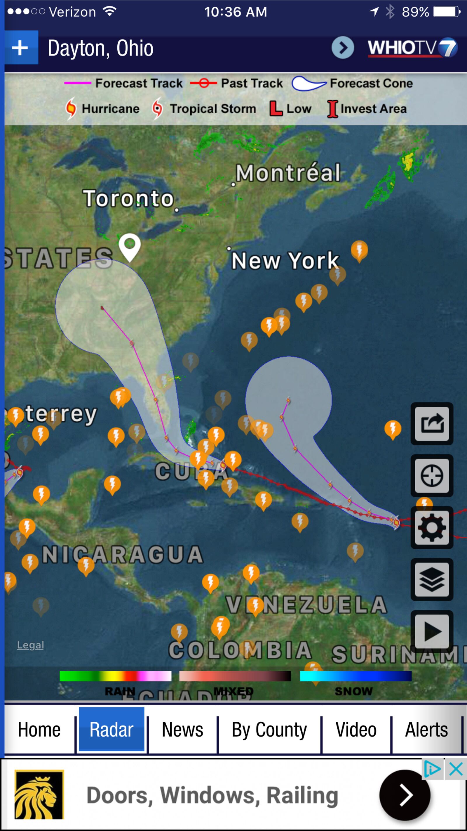 This is the Cone of Uncertainty for Hurricane Irma and Hurricane Jose in the Atlantic Basin.