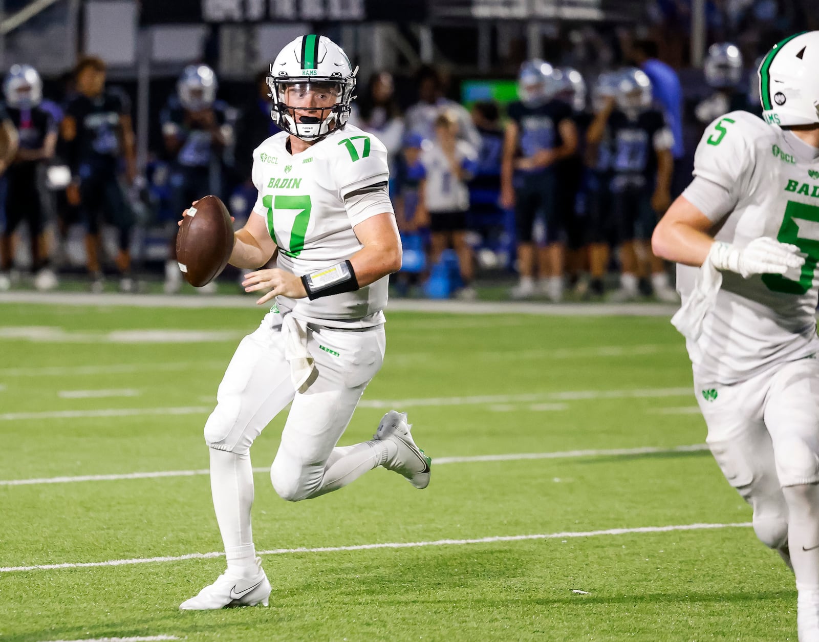 Badin's Colt Emerson looks to pass on week one of high school football against Hamilton Friday, Aug. 22, 2025 at Virgil M. Schwarm Stadium in Hamilton. Badin won 38-20. NICK GRAHAM/STAFF