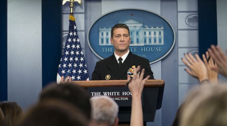 Dr. Ronny Jackson speaks to reporters at the White House on Jan. 16, 2018. The White House withdrew his nomination to become the next Veterans Affairs secretary on April 26, 2018. (Doug Mills/The New York Times)