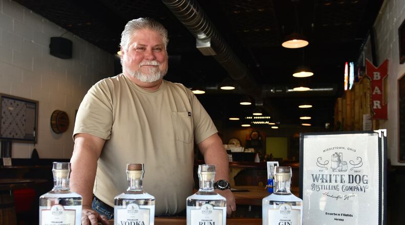 White Dog Distilling Company at 1357 Central Ave. in downtown Middletown has been open since late last year but only this month was owner Mike Dranschak able to sell the vodka, gin, rum and agave spirits he’d been distilling. Now his vodka, gin, rum and agave spirits are available for purchase by the bottle or as part of a cocktail at the bar.