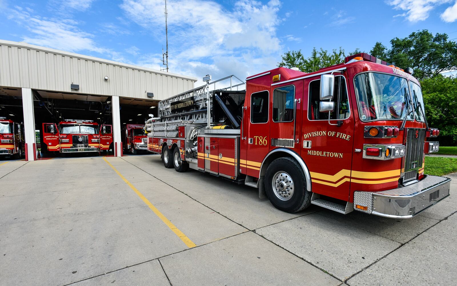 Middletown city council members and city officials took a bus tour of the four fire stations in operation in Middletown and one of Fairfield Township's more modern stations Tuesday, June 18. This is fire headquarters station 83 on Roosevelt Boulevard in Middletown. NICK GRAHAM/STAFF