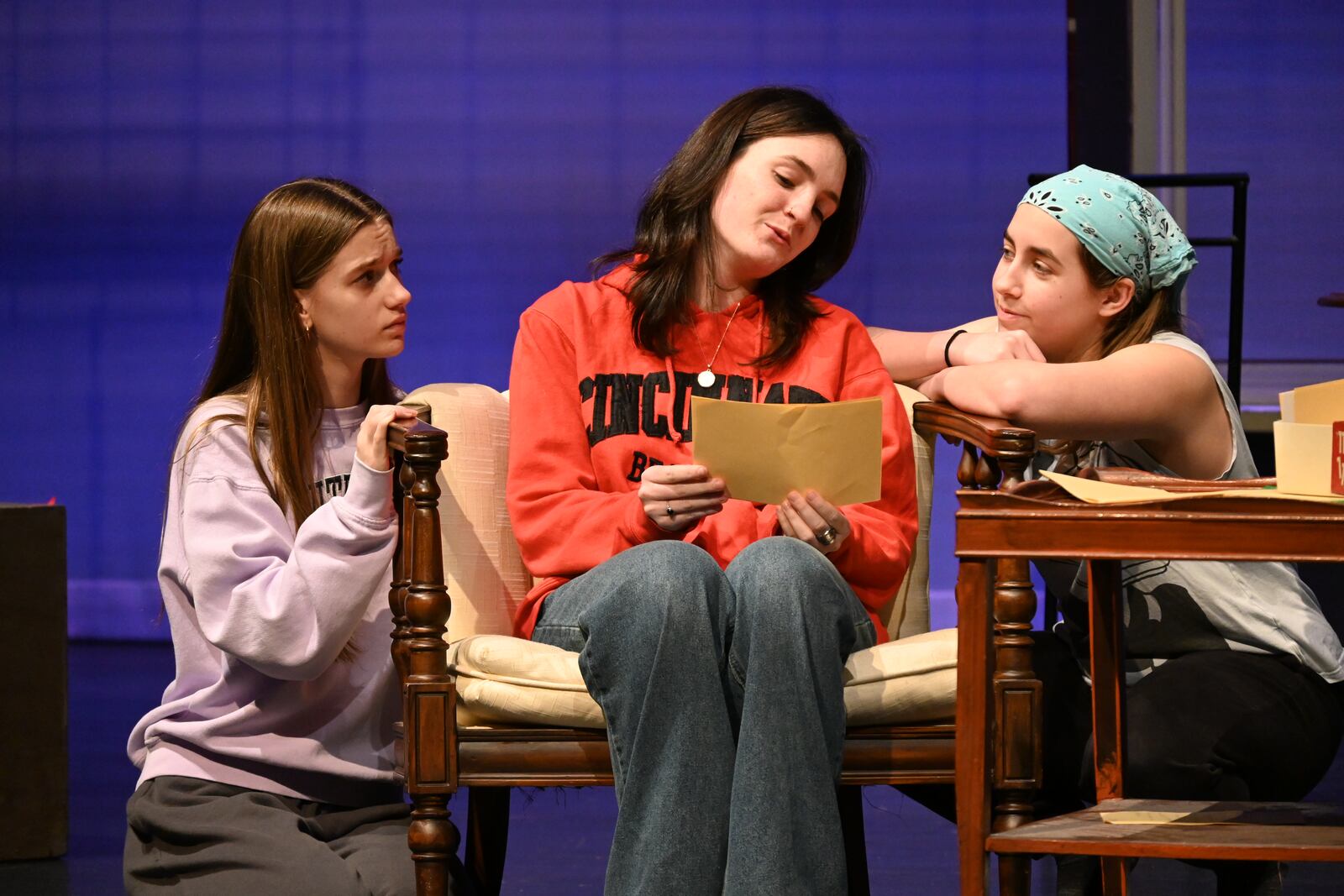 The cast of “Letters to Sala” rehearsing for this month’s production. The show will be on stage at 7 p.m. Feb. 8-10 at Fairfield Freshman Auditorium. Tickets are $10 in advance online and $15 at the door. CONTRIBUTED