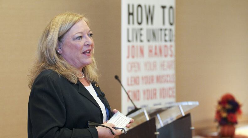 Butler County United Way President/CEO Margaret Baker speaks during a campaign progress celebration held at the Fairfield Community Arts Center on Nov. 14.