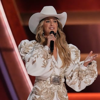 Host Lainey Wilson speaks during the 59th Annual Country Music Association Awards on Wednesday, Nov. 19, 2025, at Bridgestone Arena in Nashville, Tenn. (AP Photo/George Walker IV)