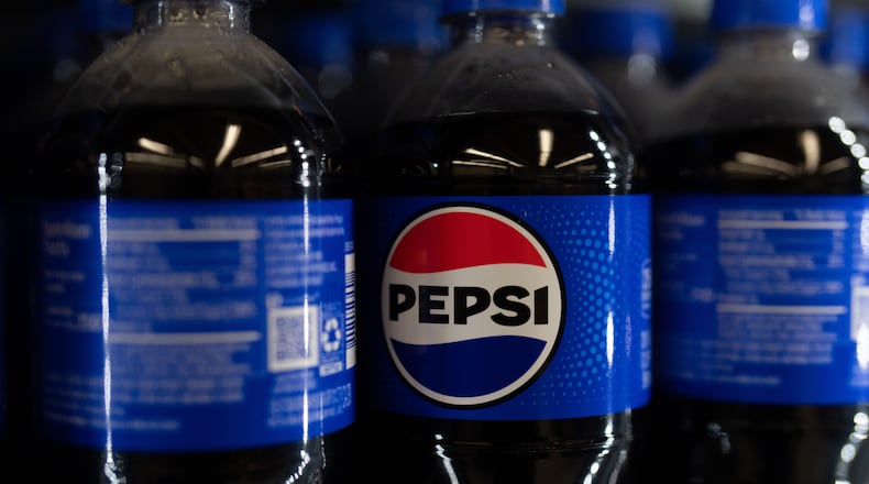 Bottles of Pepsi are displayed for sale at Hawthorne Market on Tuesday, Jan. 6, 2026, in Portland, Ore. (AP Photo/Jenny Kane)