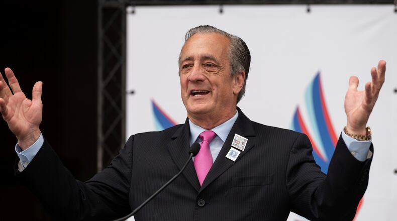 FILE - Postmaster General David Steiner speaks at an event marking the 250th anniversary of postal service's founding, July 23, 2025, in Washington. (AP Photo/Cliff Owen, File)