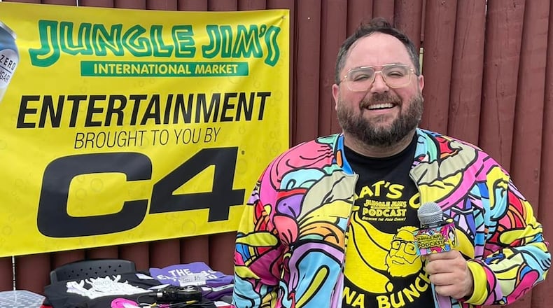 Mark Borison is the host and producer of the Jungle Jim's podcast. He is seen here at FizzzFest 2022 at The Oscar Station at Jungle Jim's in Fairfield on Aug. 2, 2022. MANDY GAMBRELL/STAFF