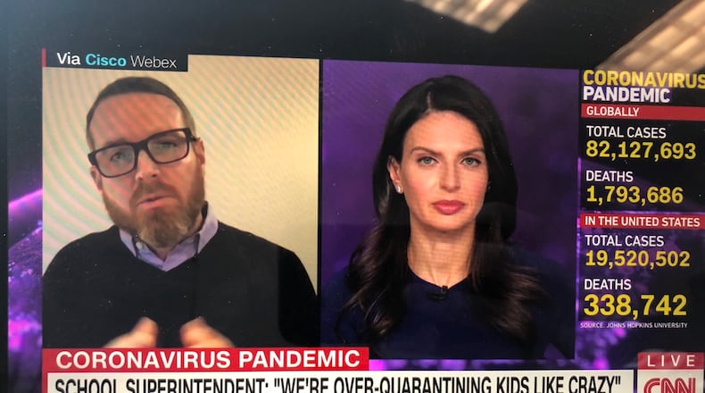 In January Mason Schools' Superintendent Jonathan Cooper became a national media voice advocating for less quarantining of students during the coronavirus pandemic. Cooper is now one of three finalist for the superintendent of a Colorado school system. (Provided Photo\Journal-News)