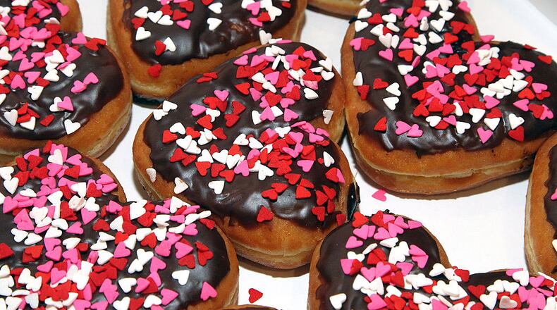 File: Dunkin' Heart-Shaped Donuts. (Photo by Tommaso Boddi/Getty Images for Dunkin' Donuts)