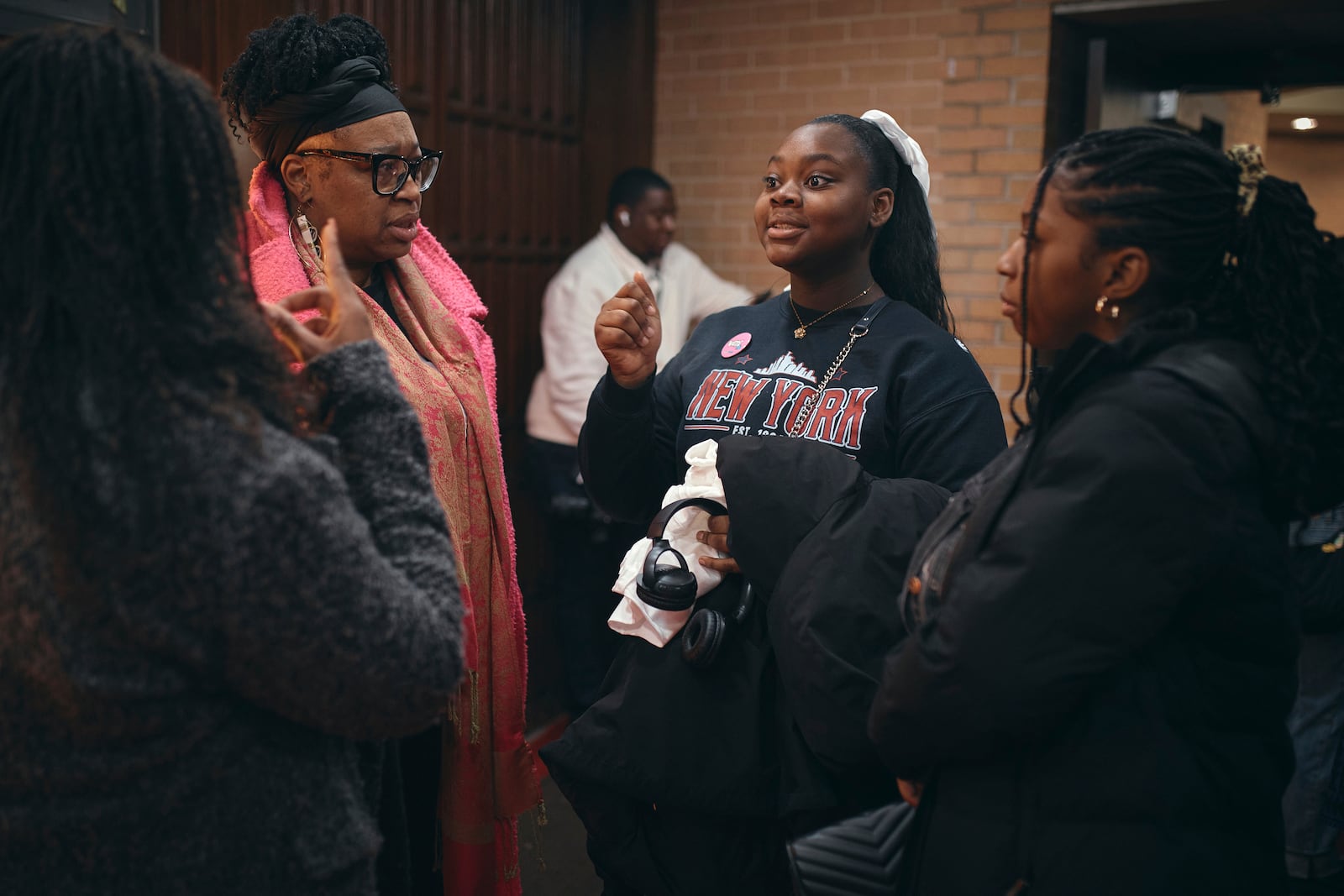 Attendees gather during a Town Hall and voter registration for a school board elections at the Bethany Baptist Church, Saturday, Feb. 1, 2025, in Newark, N.J. (AP Photo/Andres Kudacki)