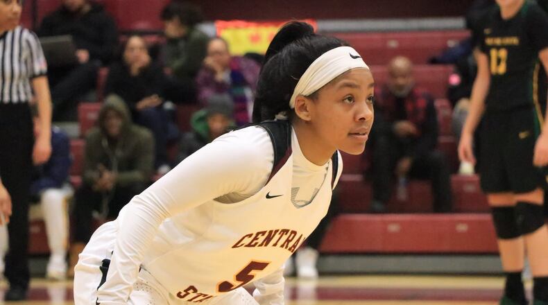 Junior guard Takyra Gilbert, a Hamilton High School graduate, leads the Central State women’s basketball team in scoring and assists this season. PHOTO COURTESY OF CENTRAL STATE ATHLETICS