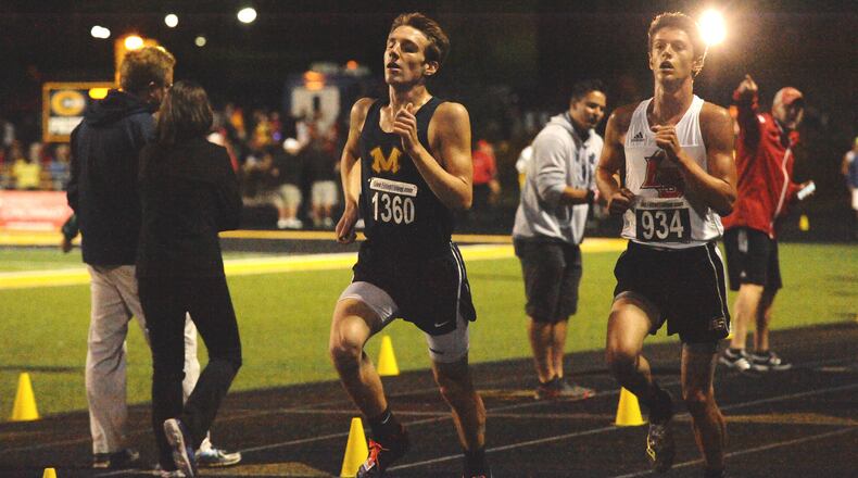 Monroe’s Christian Leach finished 21st in the boys Varsity A race in 16:49.2 to pace the Hornets on Saturday during Centerville’s Saturday Night Lights. CONTRIBUTED PHOTO BY GREG BILLING