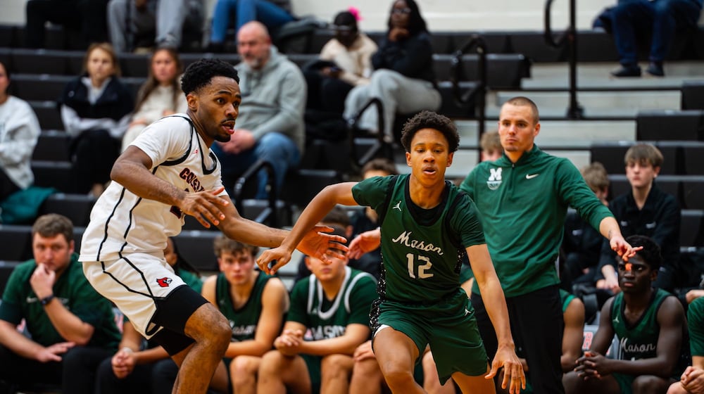 Mason’s Sid Wortham drives the lane during a recent game against Colerain. NICK AMARAL / MASON SPORTS RADIO
