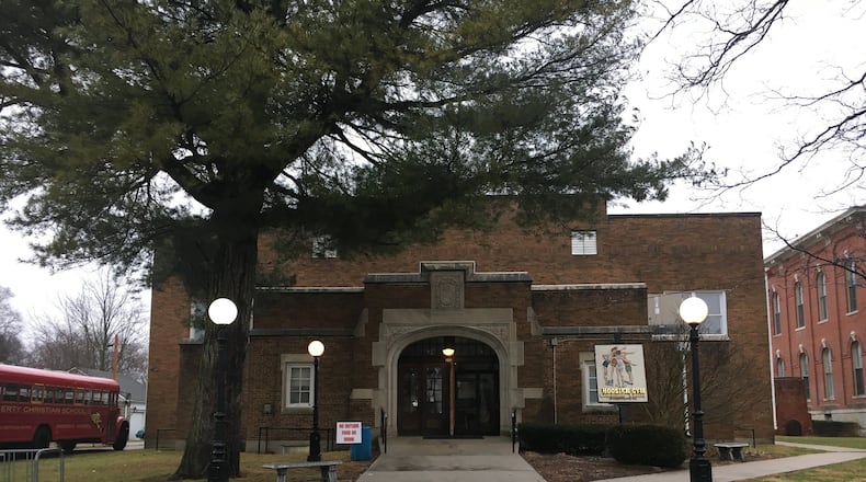 Here is the entrance to the Hoosier Gym in Knightstown, Ind., where Talawanda defeated Franklin County (Ind.) 43-40 on Saturday afternoon. RICK CASSANO/STAFF