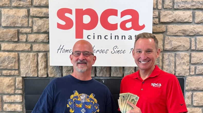 Fairfield resident Chris Ferguson has raised more than $3,000 fixing and selling bikes with proceeds going to Animal Friends Humane Society and SCPA Cincinnati. CONTRIBUTED