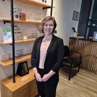 Dr. Elizabeth Eckhart, owner of Modern Eye in Dayton, offers her own vision plans as a way to keep her and customer health costs down. MICHAEL KURTZ / STAFF
