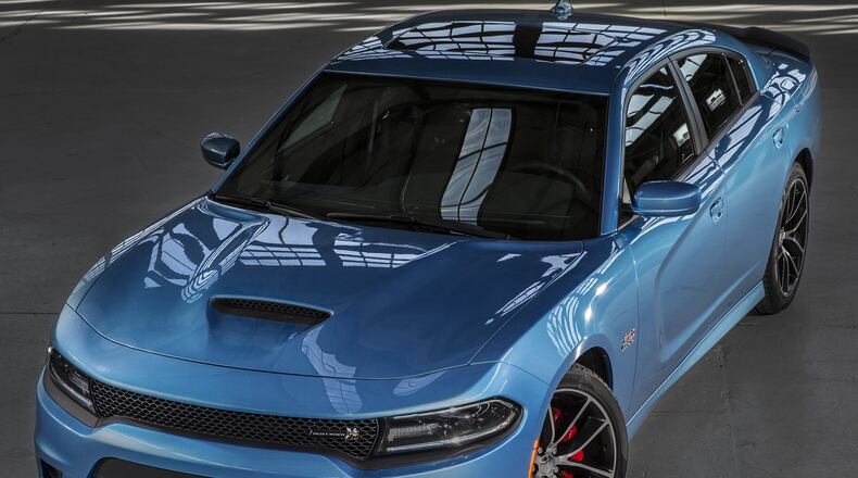 The 2016 Dodge Charger R/T Scat Pat features a 6.4-liter HEMI V-8, which punches out 485 horsepower and 475 lbs.-ft. of torque, Dodge Performance Pages, Brembo brakes and 20-by-9-inch aluminum wheels. Photo by FCA