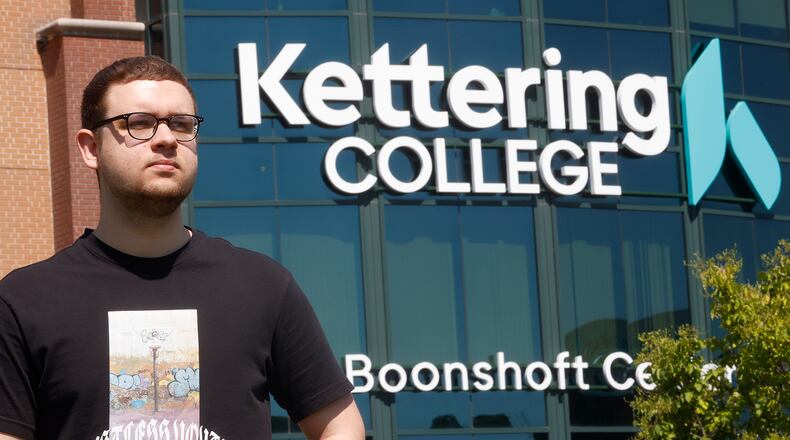 Vlad Malishevskyi, 18, is studying nursing at Kettering College after getting the opportunity to study at the college after Russia's invasion of Ukraine, which began in February 2022. The Dayton Foundation has awarded Kettering College $25,000 for their Ukrainian Student Humanitarian Support project to cover food expenses for the 34 Ukrainian students like at Kettering College. MARSHALL GORBY\STAFF