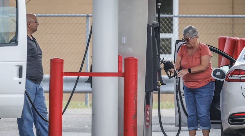 Dayton commuters fill-up at the Speedway at the intersection of Woodman Dr. and Burkhardt Rd. in Riverside Thursday October 6, 2022. Gas price across Ohio have jumped primarily because of refinery incidents that have occurred over the last month and a half. JIM NOELKER/STAFF