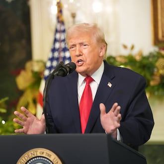 President Donald Trump delivers an address to the nation from the Diplomatic Reception Room of the White House in Washington, on Wednesday, Dec. 17, 2025. (Doug Mills/The New York Times)