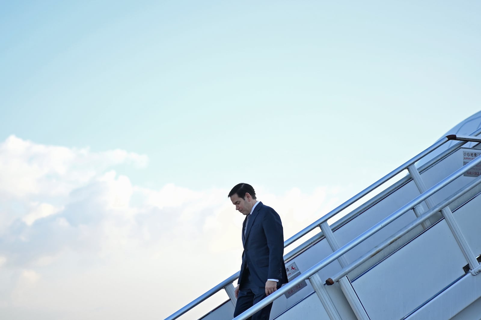 U.S. Secretary of State Marco Rubio arrives at Subang Air Base, outside of Kuala Lumpur Thursday, July 10, 2025. Rubio arrived in Malaysia to attend the ASEAN Foreign Ministers' Meeting. (Mandel Ngan/Pool Photo via AP)