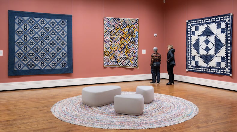 Indigo quilts are on display at the Taft Museum of Art in Cincinnati. PHIL ARMSTRONG/CONTRIBUTED