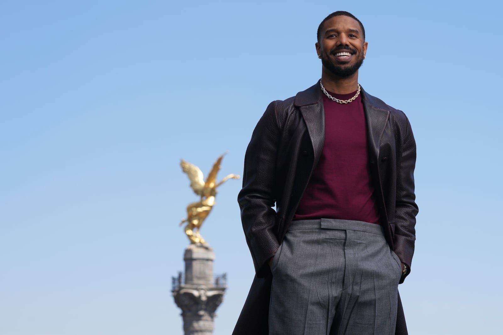 Michael B. Jordan poses for a photo during a photocall promoting the supernatural horror film "Sinners" in Mexico City, Sunday, March 30, 2025. (AP Photo/Fernando Llano)
