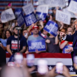 President Donald Trump addresses a crowd at a rally at Hebron, Kentucky on March 11, 2026. STAFF PHOTO/NICK GRAHAM
