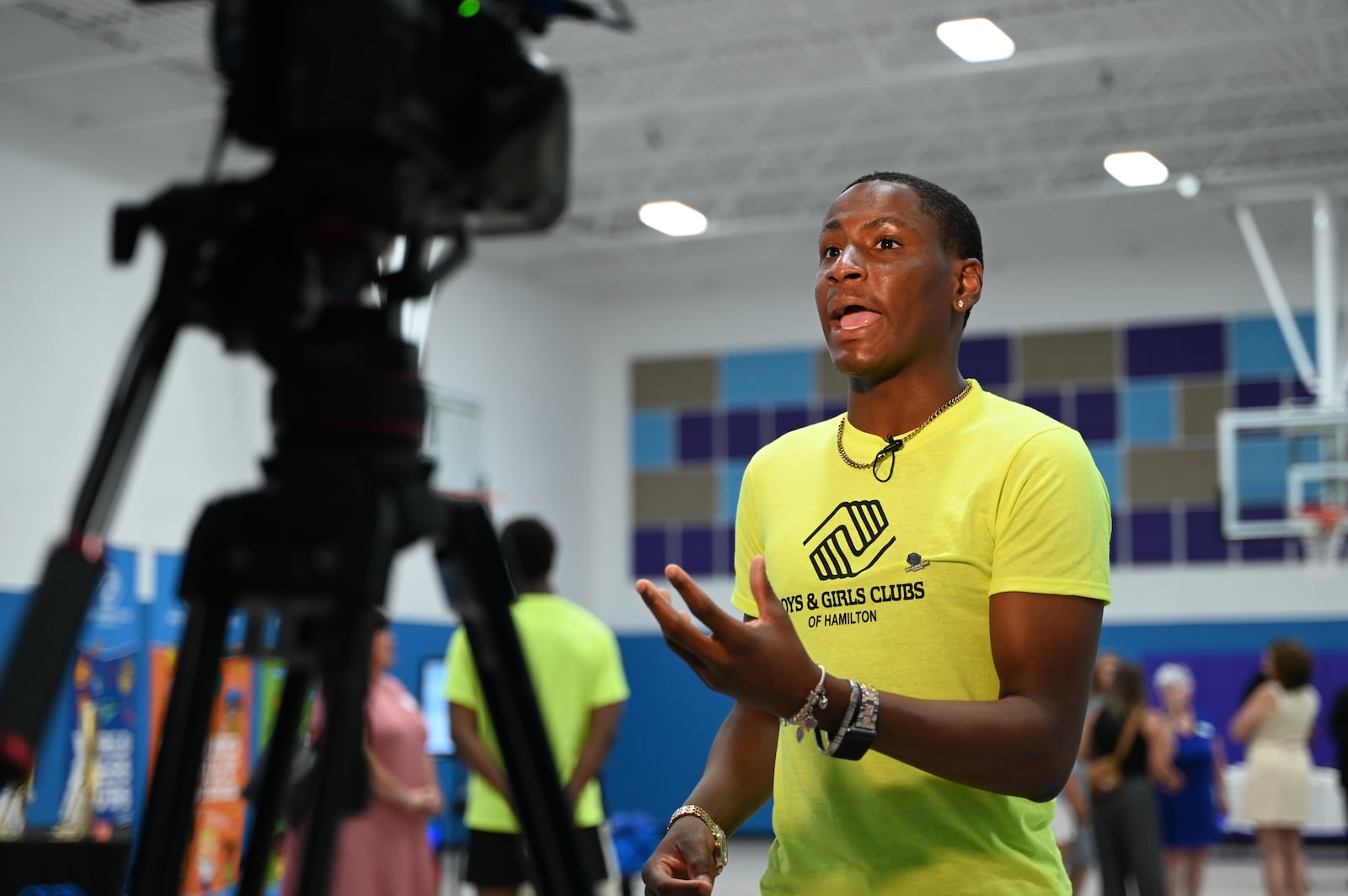Demarion Samples, 18, the teen who won the 2024 Youth of the Year for the Boys and Girls Clubs of Ohio is competing for the Midwest title in Chicago this week. Pictured is Samples on Thursday, June 20, 2024, ahead of the dedication and ribbon-cutting for the new Boys and Girls Clubs of Hamilton Grand Boulevard gym floor. MICHAEL D. PITMAN/STAFF