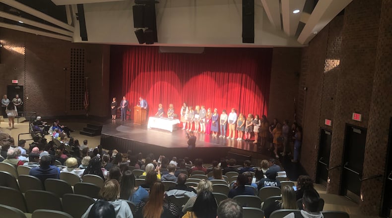 The Middletown Community Foundation presented 108 local high school seniors more than $300,000 worth of college scholarships Wednesday afternoon at Dave Finkelman Auditorium. RICK McCRABB/STAFF
