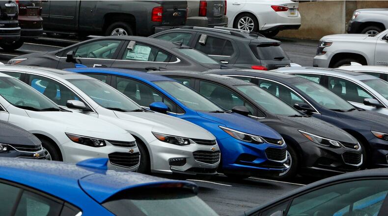 In this January 2017 photo, Chevrolet cars are ready for sale in Pittsburgh. (AP Photo/Gene J. Puskar)