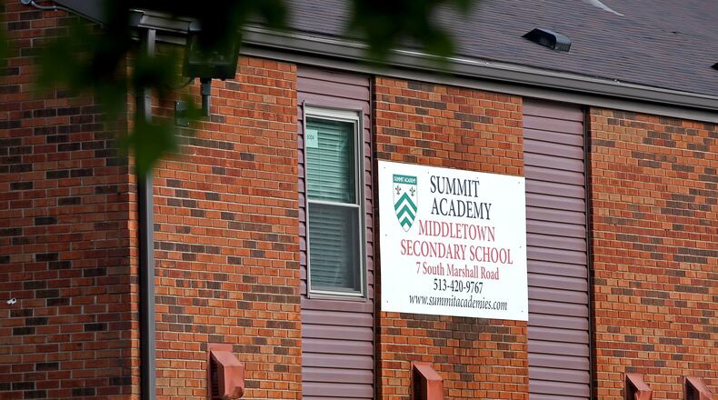 Middletown police were called to Summit Academy after the school’s principal was informed a student had a knife in his backpack. STAFF FILE PHOTO