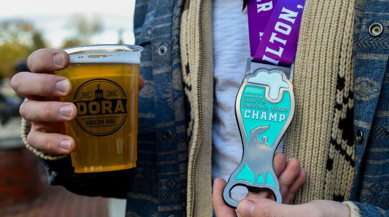 The “Top Finisher Champion” medal that participants will receive as part of the newly launched Craft and Cocktail Quest in Hamilton.