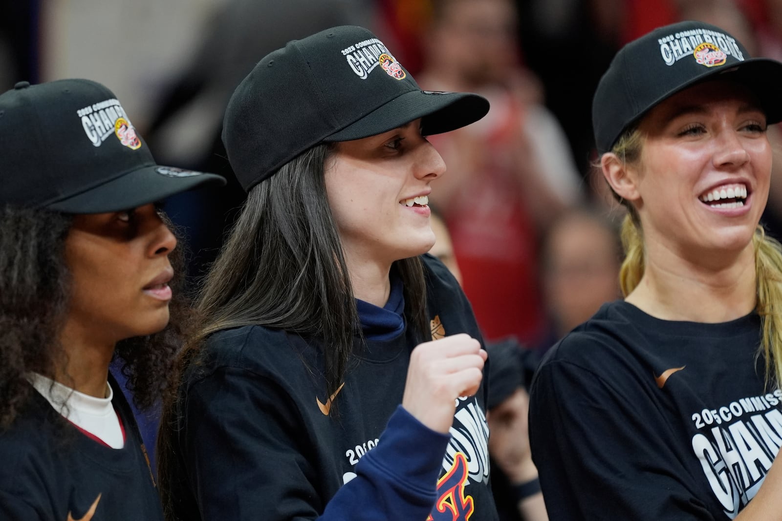Indiana Fever guard Caitlin Clark (22) celebrates after winning the WNBA Commissioner's Cup championship basketball game against the Minnesota Lynx, Tuesday, July 1, 2025, in Minneapolis. (AP Photo/Abbie Parr)