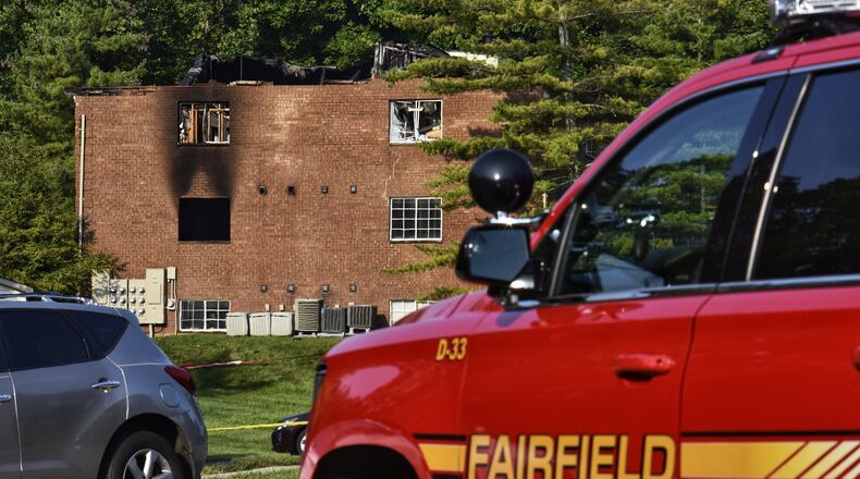 Ten of the 12 apartment units were occupied in the early morning hours of Aug. 25, 2020, when emergency crews were dispatched to 1605 W. Augusta Boulevard in Fairfield. No one was injured in the fire. NICK GRAHAM/STAFF