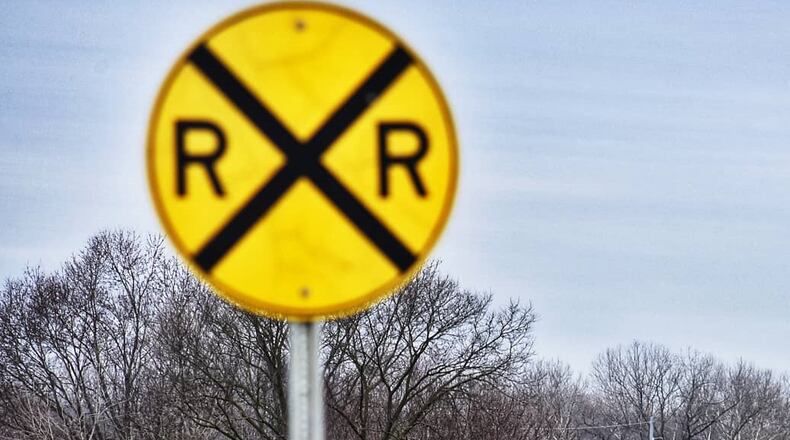 A railroad crossing sign. NICK GRAHAM